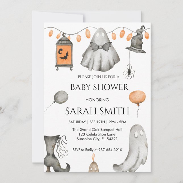 Ghost Halloween Baby Shower Invite Baby Shower (Front)