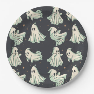 Ghost Halloween Baby Shower Paper Plate