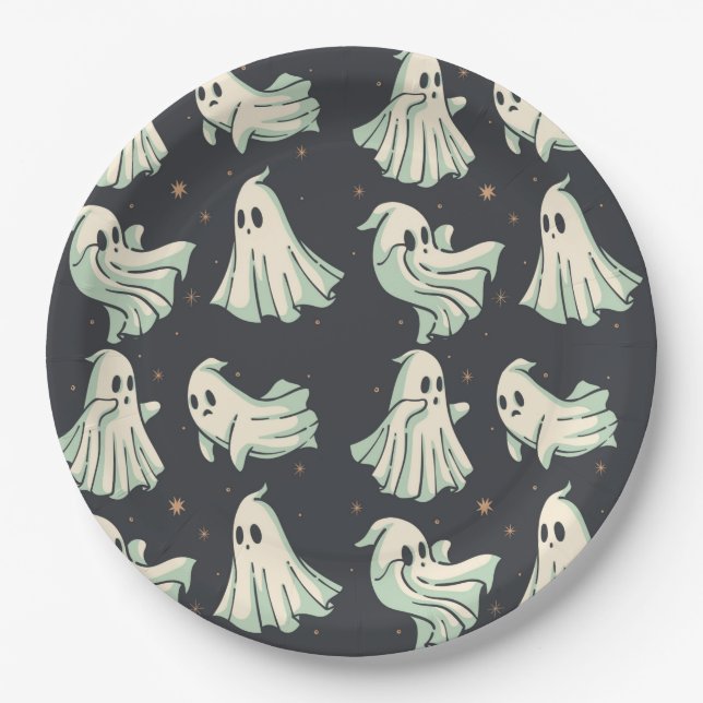 Ghost Halloween Baby Shower Paper Plate (Front)