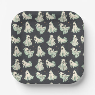 Ghost Halloween Baby Shower Paper Plate