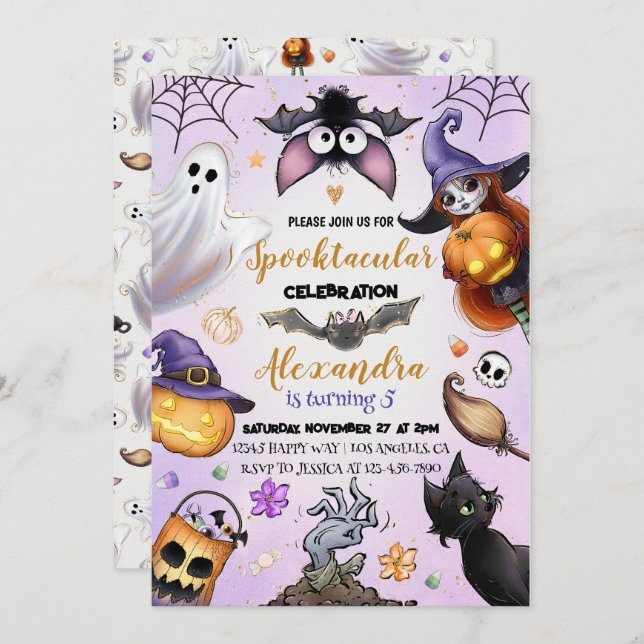 Ghost Halloween Birthday Invite Spooktacular Party (Front/Back)