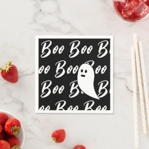 Ghost Halloween Black and White boo pattern Napkin