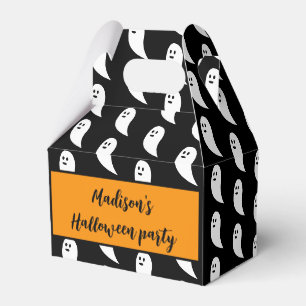 Ghost Halloween black white cute Custom name Favour Box