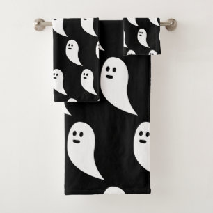 Ghost Halloween black white cute pattern Bath Towel Set