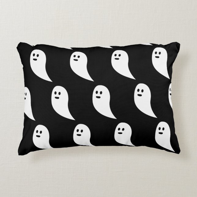 Ghost Halloween black white cute pattern Decorative Cushion (Front)