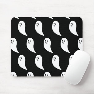 Ghost Halloween black white cute pattern Mouse Mat