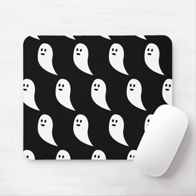 Ghost Halloween black white cute pattern Mouse Mat (With Mouse)