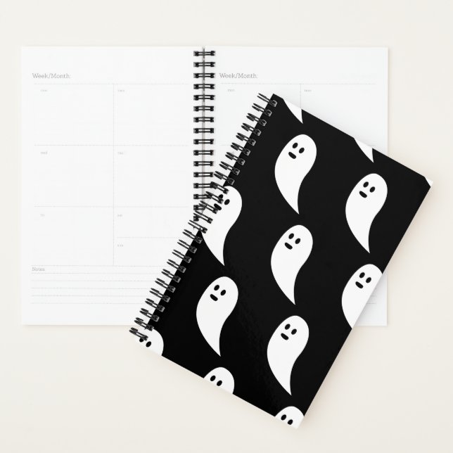 Ghost Halloween black white cute pattern Planner (Display)