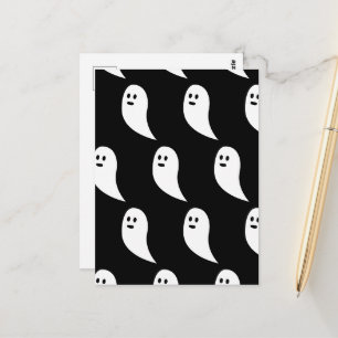 Ghost Halloween black white cute pattern Postcard