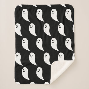 Ghost Halloween black white cute pattern Sherpa Blanket