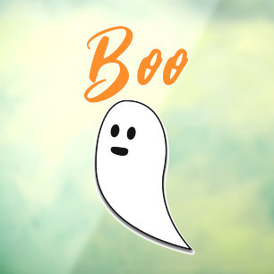 Ghost Halloween black white orange boo Window Cling