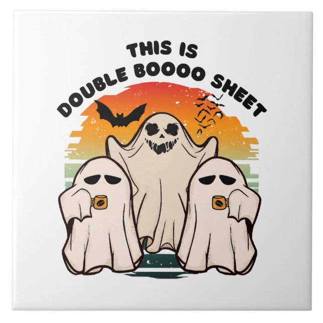 Ghost Halloween Costume Funny Boo Tile (Front)