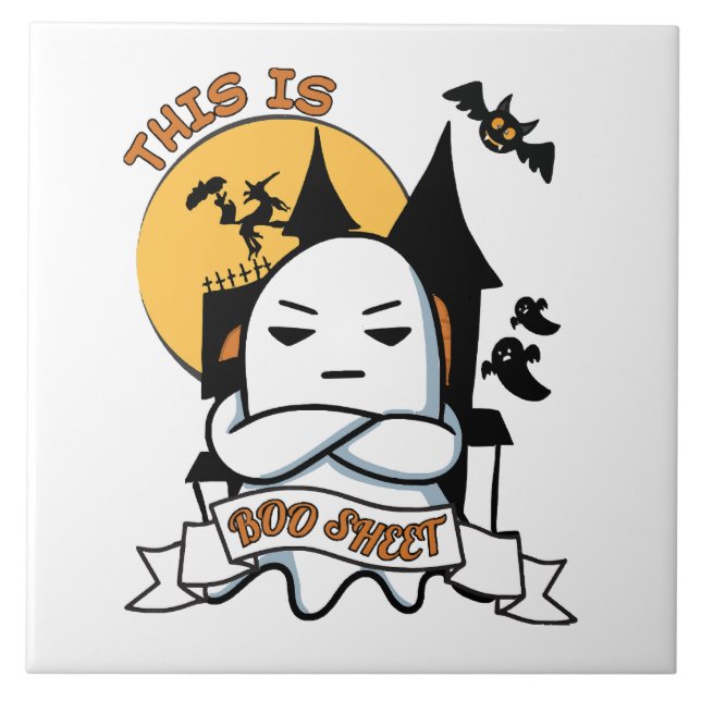Ghost Halloween Costume Funny Boo Tile (Front)