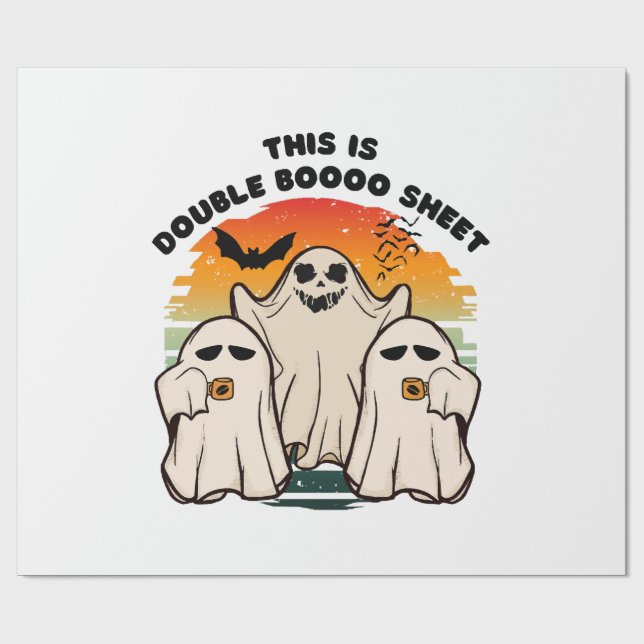 Ghost Halloween Costume Funny Boo Wrapping Paper (Flat)