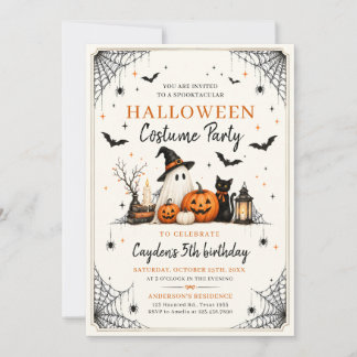 Ghost Halloween Costume Kids Birthday Party Invitation