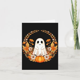 Ghost halloween floral card