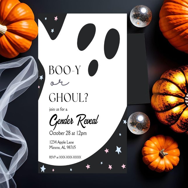 Ghost Halloween Gender Reveal Invitation (Creator Uploaded)