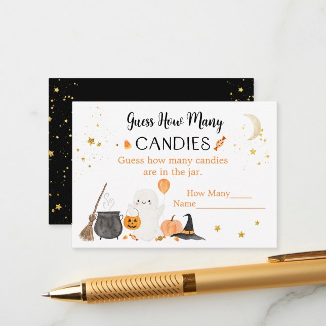 Ghost Halloween Guess How Many Candies Game Enclosure Card (Front/Back In Situ)