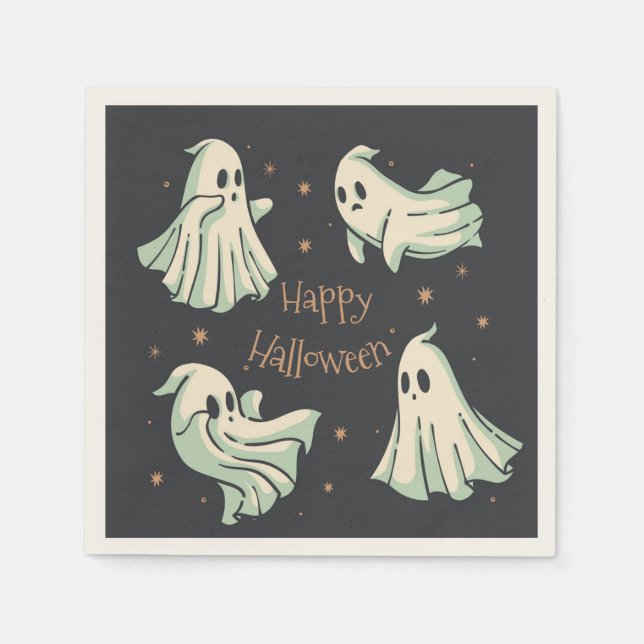Ghost Halloween Happy Halloween Napkin (Front)