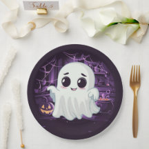 Ghost Halloween Illustration Paper Plate