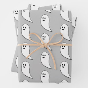Ghost Halloween light gray white cute pattern Wrapping Paper Sheet