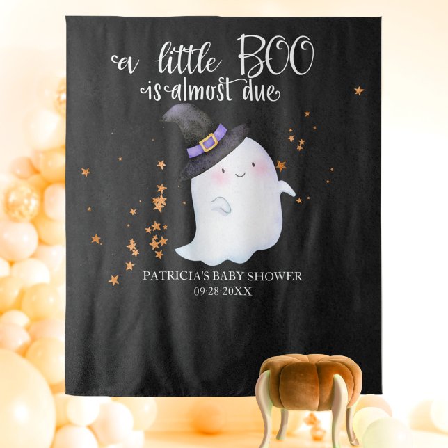 Ghost Halloween Little Boo Baby Shower Backdrop Tapestry (Creator Uploaded)