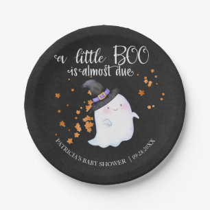 Ghost Halloween Little Boo Girl Baby Shower Paper Plate