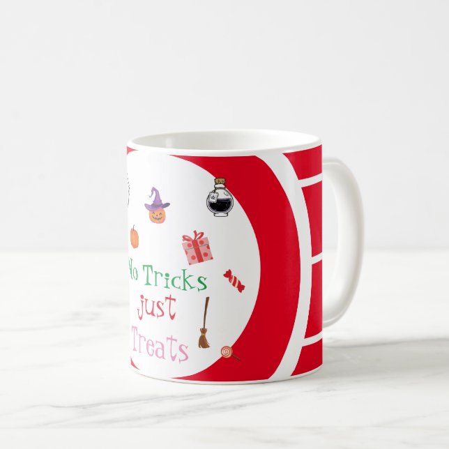 Ghost Halloween No Tricks Just Treats pumpkin Coffee Mug (Front Right)