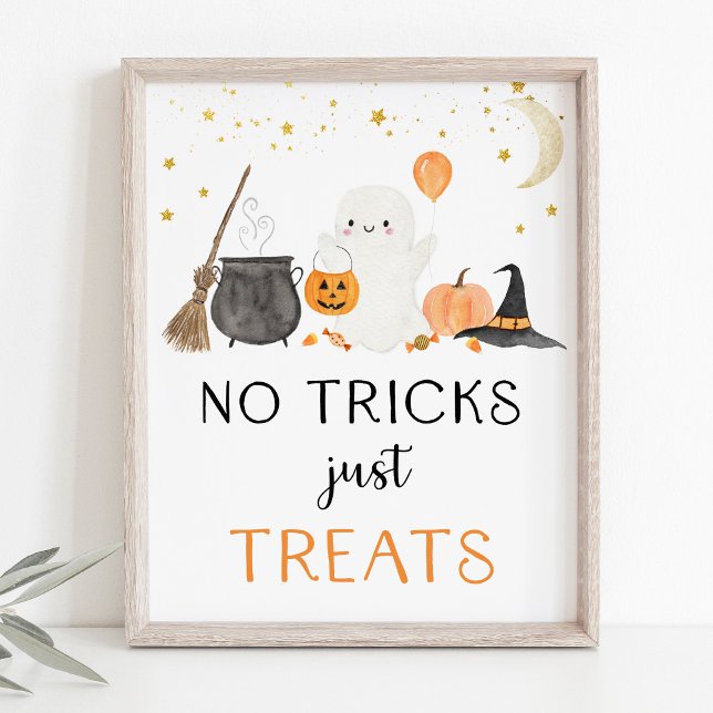 Ghost Halloween No Tricks Just Treats Sign (Creator Uploaded)