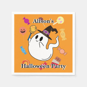 Ghost Halloween Orange Home Decor Cute Kids Napkin