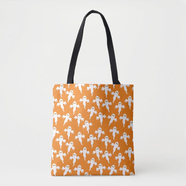 Ghost Halloween Orange Tote Bag (Front)