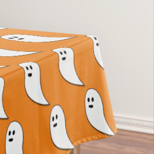 Ghost Halloween orange white cute pattern Tablecloth