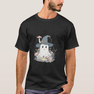 Ghost Halloween Pumpkin Spooky Floral Cottagecore T-Shirt