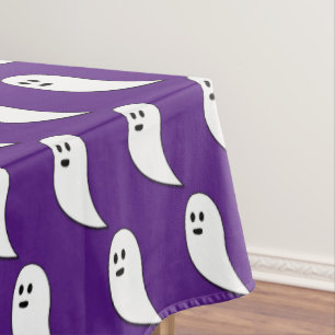 Ghost Halloween purple white cute pattern Tablecloth
