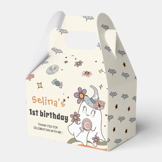 Ghost Halloween Retro Groovy Birthday Favour Box (Front Side)