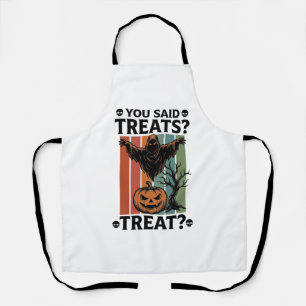 Ghost Halloween Shirt with Spooky Treat Pun and Pu Apron