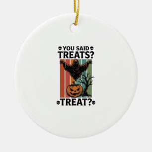 Ghost Halloween Shirt with Spooky Treat Pun and Pu Ceramic Tree Decoration