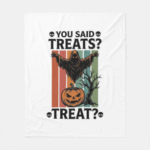Ghost Halloween Shirt with Spooky Treat Pun and Pu Fleece Blanket