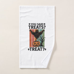 Ghost Halloween Shirt with Spooky Treat Pun and Pu Hand Towel