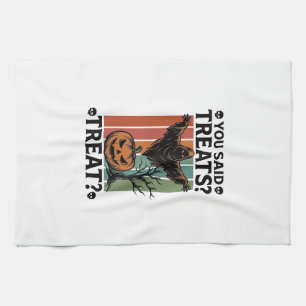Ghost Halloween Shirt with Spooky Treat Pun and Pu Tea Towel