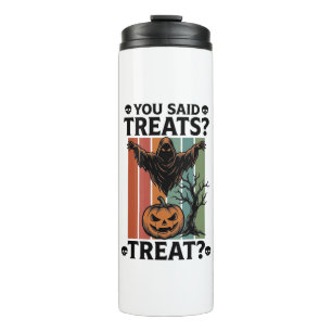 Ghost Halloween Shirt with Spooky Treat Pun and Pu Thermal Tumbler