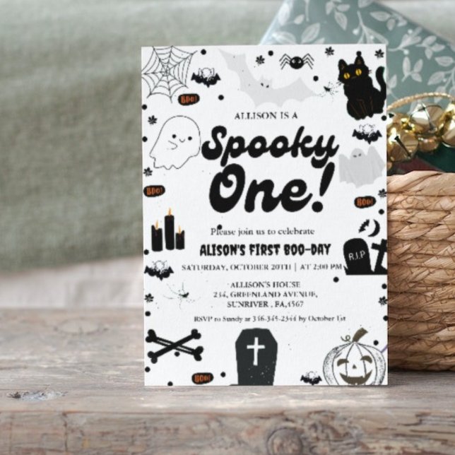Ghost Halloween Spooky One First Birthday Invitation (Creator Uploaded)