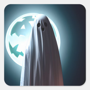 Ghost halloween square sticker
