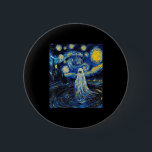Ghost Halloween - Van Gogh Style - Starry Night  6 Cm Round Badge<br><div class="desc">Ghost Halloween - Van Gogh Style - Starry Night</div>