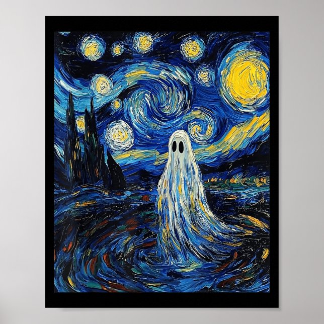 Ghost Halloween - Van Gogh Style - Starry Night  Poster (Front)
