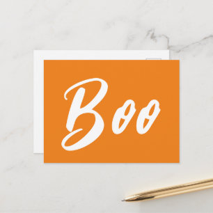 Ghost Halloween white orange boo text Postcard