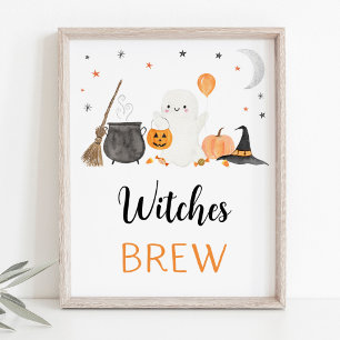 Ghost Halloween Witches Brew Drinks Sign