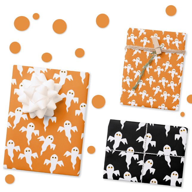 Ghost Halloween Wrapping Paper Sheet (Fun ghost gift wrapping paper sheets, perfect for Halloween)