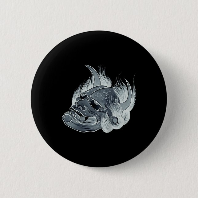 Ghost Hannya Mask Tattoo Design  6 Cm Round Badge (Front)