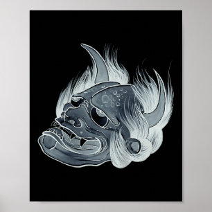 Ghost Hannya Mask Tattoo Design Poster